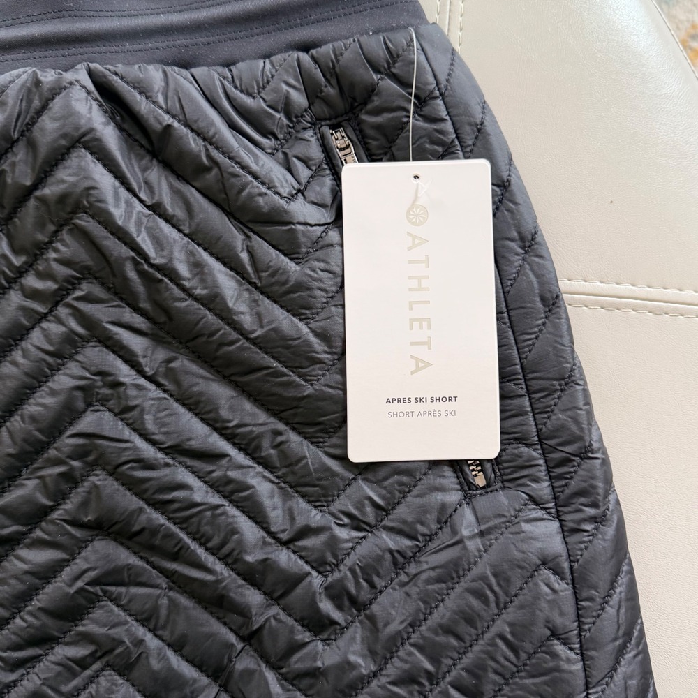 Athleta Apres Ski Short Womens 16 Black Quilted Puffer Insulated‎ Chevron 467120 - Picture 6 of 8
